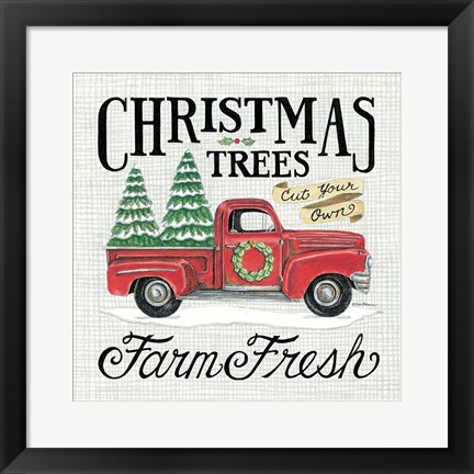 Framed Christmas Trees Farm Fresh Print