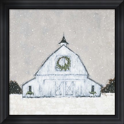 Framed Christmas Snowy Barn Print