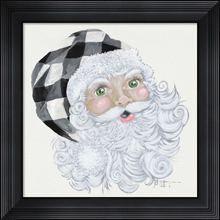 Framed Santa with Buffalo Check Print