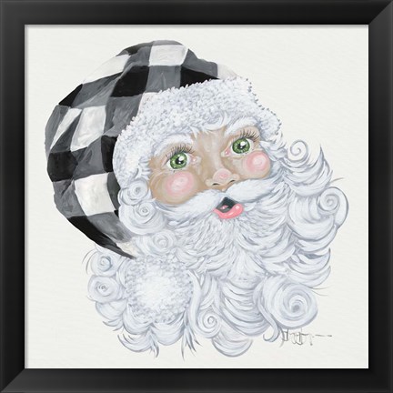 Framed Santa with Buffalo Check Print