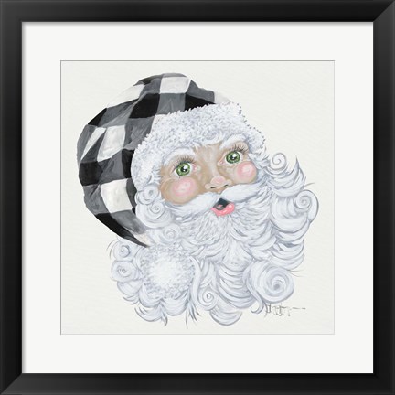 Framed Santa with Buffalo Check Print