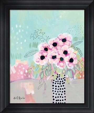 Framed Dots &amp; Flowers Print