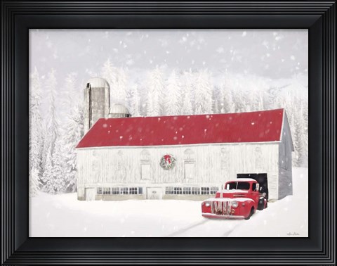 Framed Wyoming Christmas Barn Print
