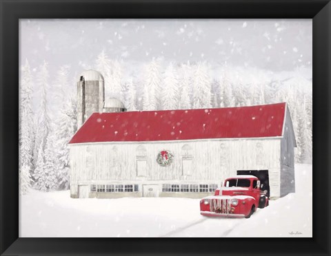 Framed Wyoming Christmas Barn Print