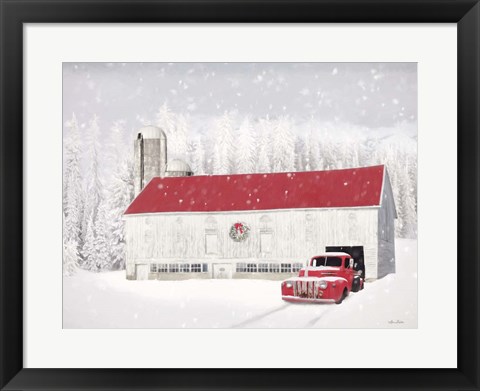 Framed Wyoming Christmas Barn Print