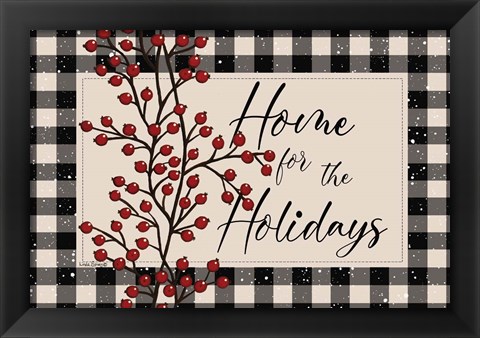 Framed Home for the Holidays with Berries Print