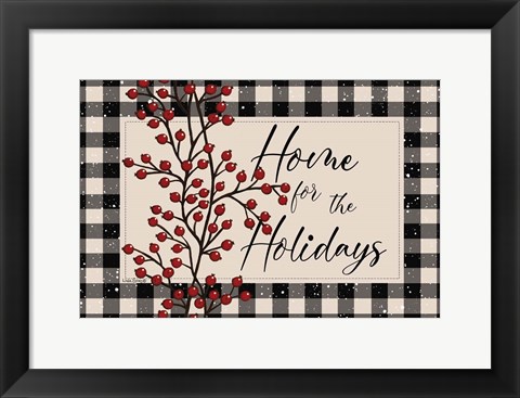 Framed Home for the Holidays with Berries Print