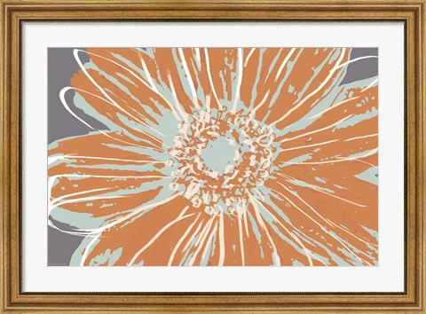 Framed Flower Pop Sketch I-Blue and Orange Print