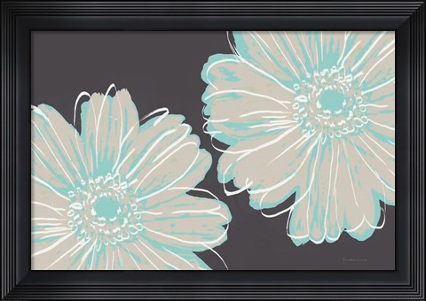 Framed Flower Pop Sketch VI-Dark Blue BG Print