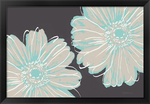 Framed Flower Pop Sketch VI-Dark Blue BG Print