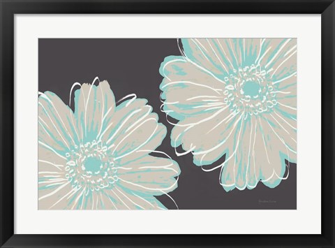 Framed Flower Pop Sketch VI-Dark Blue BG Print