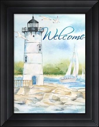 Framed East Coast Lighthouse portrait I-Welcome Print