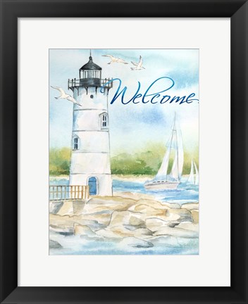 Framed East Coast Lighthouse portrait I-Welcome Print