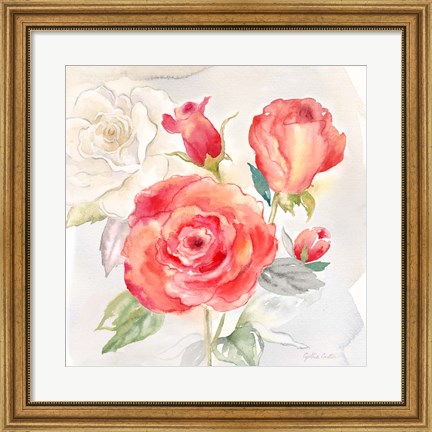 Framed Garden Roses I Print