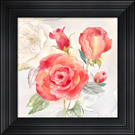 Framed Garden Roses I Print