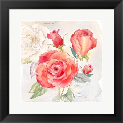 Framed Garden Roses I Print