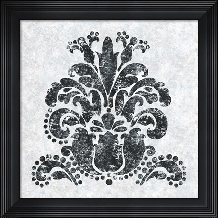 Framed Textured Damask II on white Print