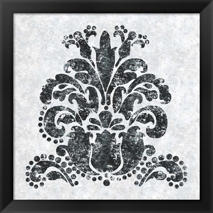 Framed Textured Damask II on white Print