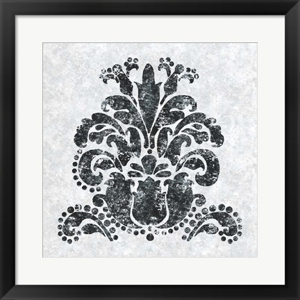 Framed Textured Damask II on white Print