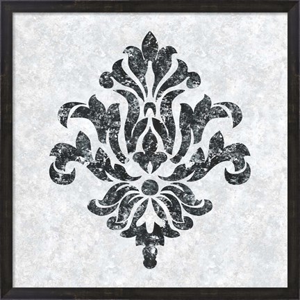 Framed Textured Damask III on white Print