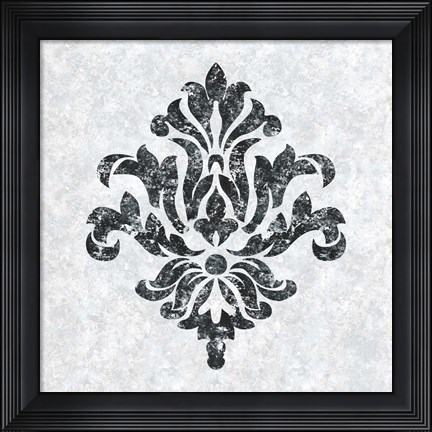 Framed Textured Damask III on white Print