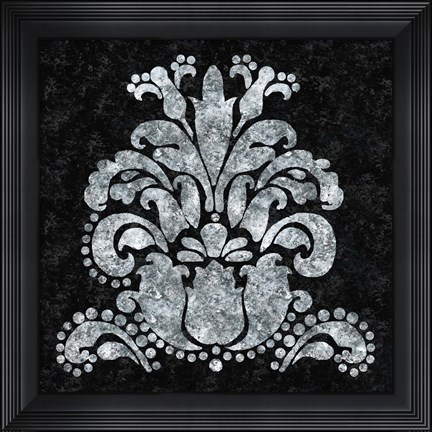 Framed Textured Damask II on black Print