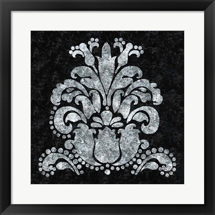 Framed Textured Damask II on black Print