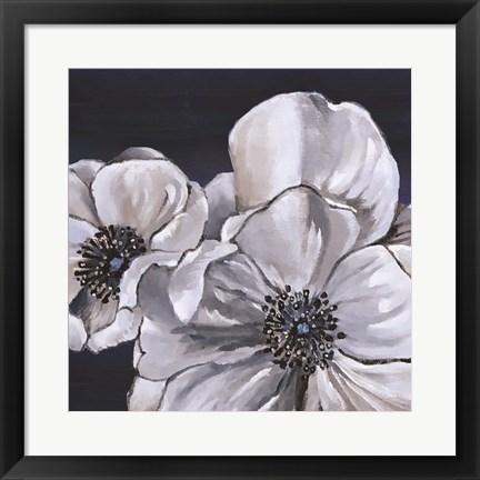 Framed Blue &amp; White Floral I Print