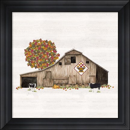 Framed Fall Barn Quilt I Print
