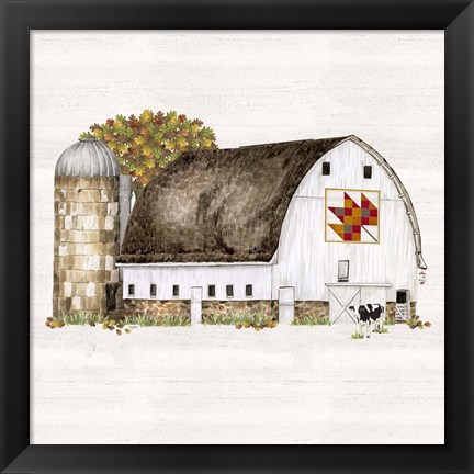 Framed Fall Barn Quilt II Print