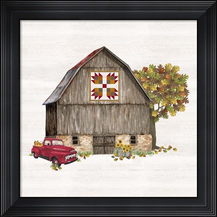 Framed Fall Barn Quilt III Print