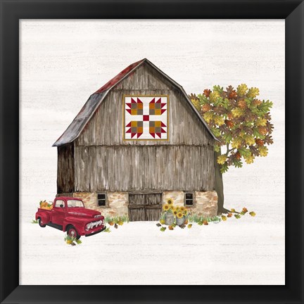 Framed Fall Barn Quilt III Print