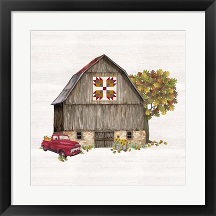 Framed Fall Barn Quilt III Print