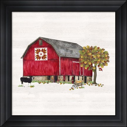 Framed Fall Barn Quilt IV Print