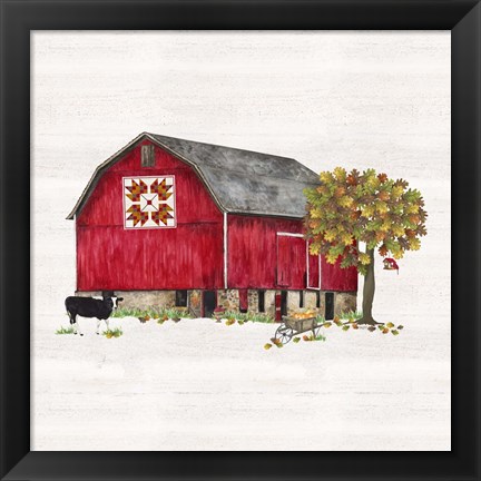 Framed Fall Barn Quilt IV Print