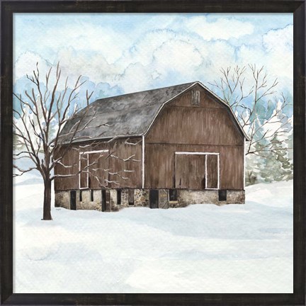 Framed Winter Barn Quilt I Print