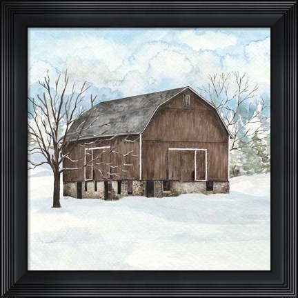 Framed Winter Barn Quilt I Print