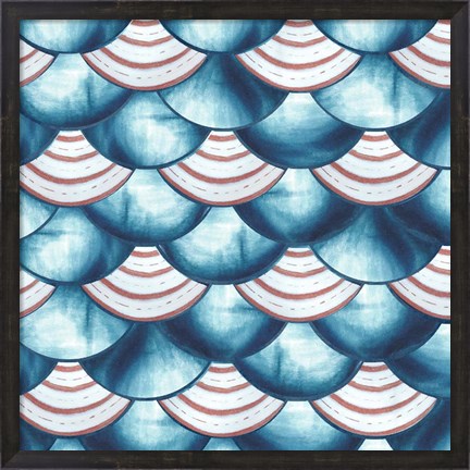Framed Chinoiserie Abstract Fish Scales II Print