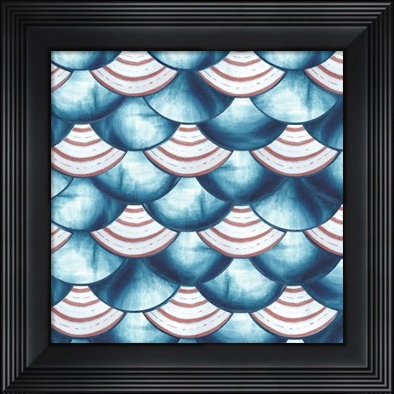 Framed Chinoiserie Abstract Fish Scales II Print