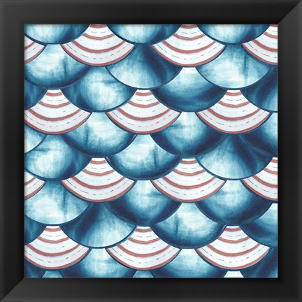 Framed Chinoiserie Abstract Fish Scales II Print