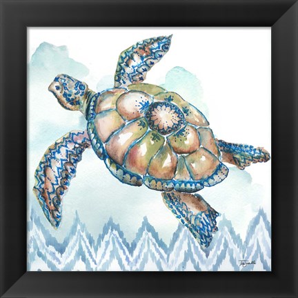 Framed Boho Shells I-Sea Turtle Print