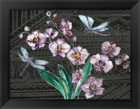 Framed Boho Orchid landscape black Print