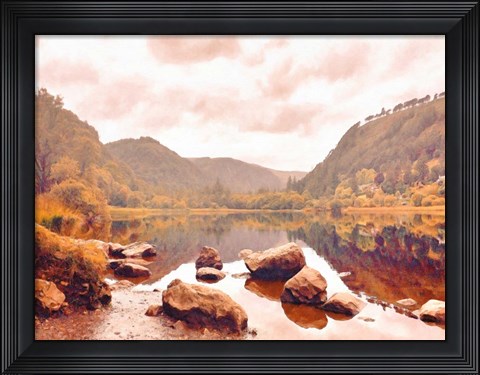 Framed Lakeside in Autumn Print