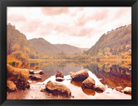 Framed Lakeside in Autumn Print