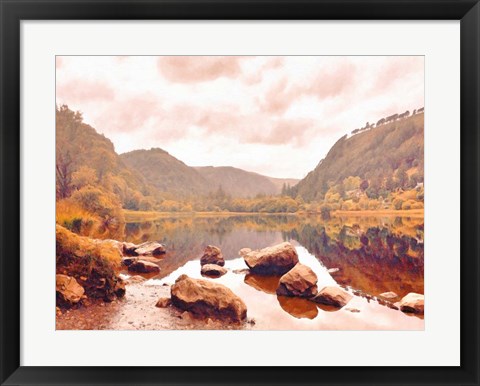 Framed Lakeside in Autumn Print