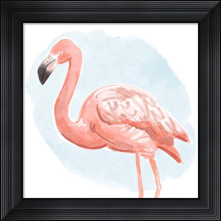 Framed Tropical Flamingo I Print