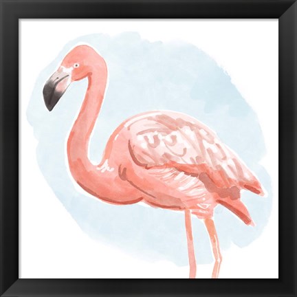 Framed Tropical Flamingo I Print