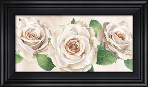 Framed Ivory Roses Landscape I Print