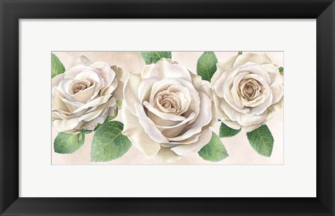 Framed Ivory Roses Landscape II Print