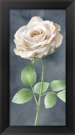 Framed Ivory Roses on Gray Panel I Print